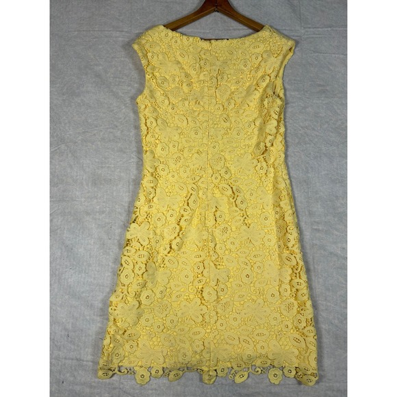Lauren Ralph Lauren Yellow Lace Cap Sleeve V Neck Sheath Dress Size 10 - Picture 5 of 5